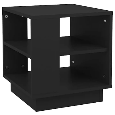 Abbildung von vidaXL Couchtisch mit 2 Ablagen Beistelltisch Wohnzimmertisch Kaffeetisch Sofatisch Teetisch Tisch Wohnzimmer Schwarz 40x40x43cm Holzwerkstoff