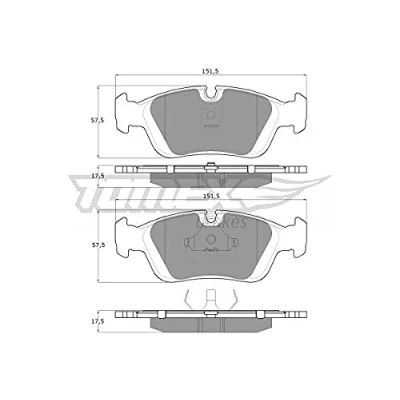 Abbildung von TOMEX brakes TX 12 05 Bremsbelagsatz Vorderachse für Verschleißwarnanzeiger vorbereitet BMW: 3 Compact, Z3 Roadster
