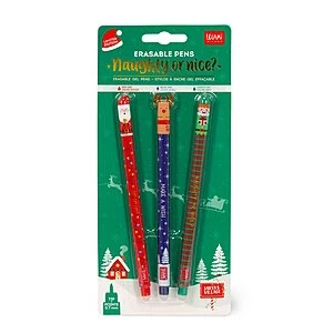 Abbildung von Legami Set mit 3 löschbaren Gelstiften, Christmas Edition, löschbare wärmeempfindliche Tinte, Rot, Blau, Grün, Erasable Pen Weihnachten, löscht ohne das Blatt zu verbrauchen