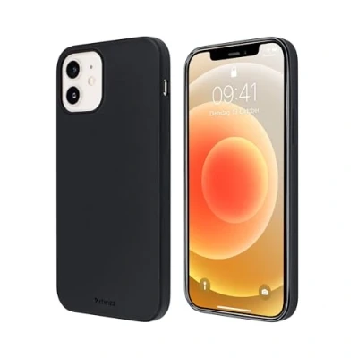 Abbildung von Artwizz TPU Case Handyhülle kompatibel mit iPhone 12 Mini Ultra Dünne Schutzhülle Matt Schwarzer Rückseite &amp; Schwarzem Front Rahmen