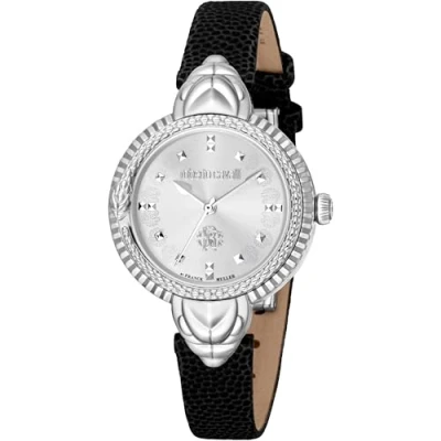 Abbildung von Roberto Cavalli Damen Analog Quarz Uhr mit Leder Armband RV1L203L0011