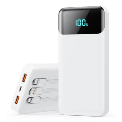 Abbildung von Power Bank 26800mAh, Powerbank USB C mit Kabel 25W PD+QC4.0 Schnelles Laden Externe Handyakkus Schnellladen Tragbares Ladegerät LED Display 5 Ausgängen Kompatibel iPhone 16/15, Samsung usw