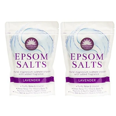 Abbildung von Elysium Spa Epsom Badesalz, natürliches Magnesiumsulfat Kristalle, Lavendel, 2 x 450 g, Stück