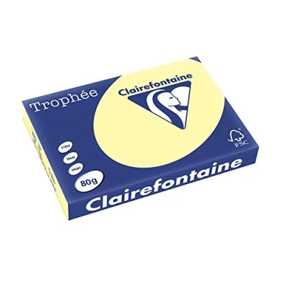 Abbildung von Clairefontaine 1884C Ries Druckerpapier / Kopierpapier Trophee, Pastell Farben, DIN A3, 80g, 500 Blatt, Gelb, 1