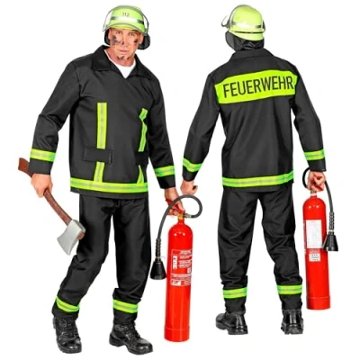 Abbildung von Widmann S.r.l. Kostüm Feuerwehrmann für Herren, Schwarz Gelb