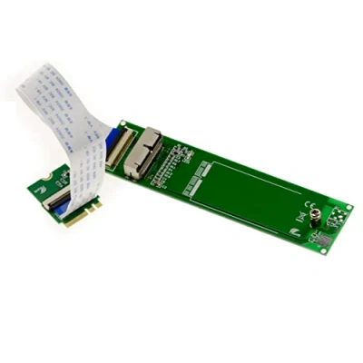 Abbildung von KALEA INFORMATIQUE Adapter, um EIN Mac 28 pin 12+16 SSD an einem M2 E A Key Port zu montieren. Kompatibel mit SSDs, die seit 2013 in AHCI und NVMe produziert wurden.