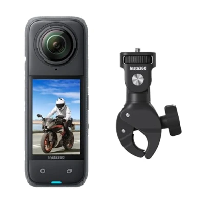 Abbildung von Insta360 X4 Motorradlenker Bundle 8K wasserdichte 360 Action Kamera, 4K Weitwinkel Video, unsichtbarer Selfie Stick, abnehmbare Objektivschutze, AI Bearbeitung, Stabilisierung, Keine microSD Karte
