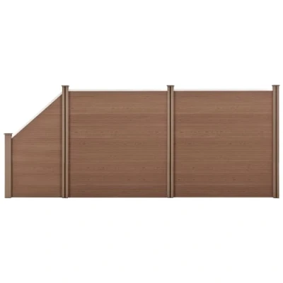 Abbildung von neu.holz WPC Gartenzaun mit abgeschrägtem Zaunelement 183x451cm Braun Sichtschutz Windschutz Lamellenzaun Zaun Schrägelement