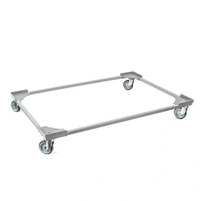 Abbildung von aidB Transportroller Variabel nicht unterteilt für Euroboxen mit 4 Gummilenkrollen, Grau, 1200x800 mm, variabler Rollwagen zum Transport von Kisten, Praktischer Kistenroller