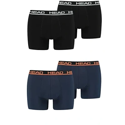 Abbildung von HEAD Herren Basic Boxer Pant Shorts Unterwäsche Unterhose 12 er Pack, Farbe:Black/Blue Orange, Bekleidungsgröße:M