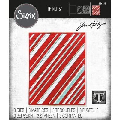 Abbildung von Sizzix Thinlits Set, 3er Pack, mehrlagige Streifen von Tim Holtz 666336 Hauchdünne Stanzformen aus Metall für Scrapbooking, Prägen, Journaling, Kunststoff Papier, One Size