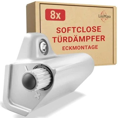 Abbildung von LouMaxx Softclose Türdämpfer 8er Set Möbeltürdämpfer grau Schranktür Dämpfer Soft close Schrank zum nachrüsten von Schranktüren