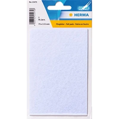 Abbildung von HERMA 15475 Filzgleiter Selbstklebend Weiß Rechteckig, 75 x 115 mm, ablösbar, Möbelgleiter für Stühle Möbel, Bodengleiter aus Filz Laminat Parkett Hartholzböden