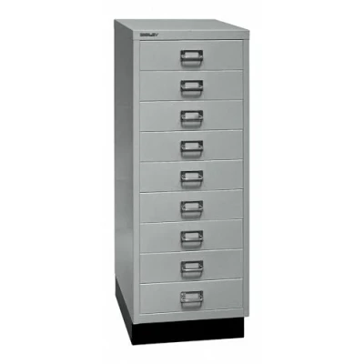 Abbildung von BISLEY MultiDrawer, 39er Serie mit Sockel, DIN A3, 9 Schubladen, Metall, 355 Silber, 43.2 x 34.9 94 cm
