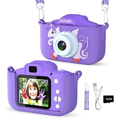 Abbildung von Kinder Kamera, 2.0Display Digitalkamera,Geschenke für 3 4 5 6 8 7 9 10 11 Jahre Jungen und mädchen, 1080P HD Anti Drop Fotoapparat Geburtstagsgeschenk Weihnachten Spielzeug (Lila)