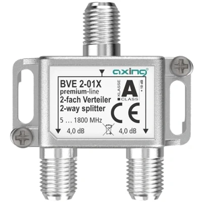 Abbildung von Axing BVE 2 01X Fach Verteiler 4 dB 5 1800 MHz TV Data Internet Kabelfernsehen