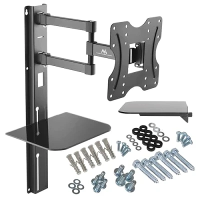 Abbildung von Maclean MC 771 Wandhalterung mit Ablage 23&quot; 42&quot; 200x200 VESA LCD LED Plasma TV Halterung