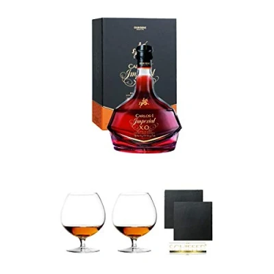 Abbildung von Carlos I Imperial 15 Jahre spanischer Brandy in GP 0,7 Liter + Cognacglas/Schwenker Stölzle 2 Stück 103/18 Schiefer