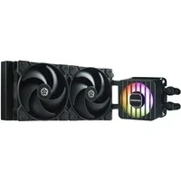 Abbildung von ENERMAX LIQMAXFLO SR 240mm CPU AIO Liquid Cooler (LGA 1700, 1200, AM5, AM4) Xtreme Dual Chamber PWM Pumpe ARGB VRM Wasserblocklüfter 350W+ TDP (2x 120 Silent Flow Fan); ELC LMF240 SF, schwarz