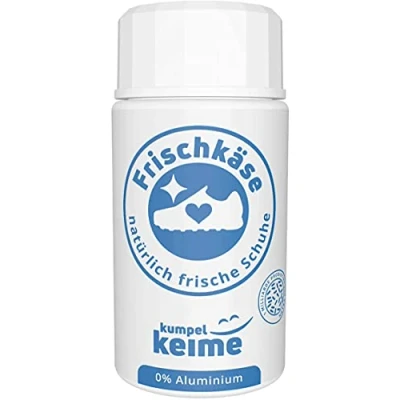 Abbildung von KUMPELKEIME Schuhdeo FRISCHKÄSE (Praktisches Streufläschchen, 1 St., 6 Monate neutrales Schuhklima), in Pulverform, natürliche Bekämpfung von Fußgeruch, Puder