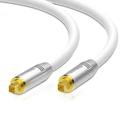 Abbildung von conecto thinwire Premium TOSLINK Kabel (TOSLINK Stecker Stecker), Metall, vergoldet, weiß 3,00m