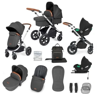 Abbildung von Ickle Bubba Stomp Luxe All in One Reisesystem mit Isofix Basis (Cirrus) (Silber/Anthrazitgrau/Hellbraun)