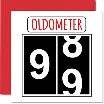 Abbildung von Lustige Karten zum 99. Geburtstag für Männer und Frauen Oldometer Glückwunschkarte Urgroßvater, Opa, Kindermädchen, Oma, Nan, Gran, Vater, Mutter, 145mm Grußkarten