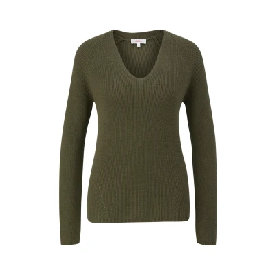 Abbildung von s.Oliver Raglan ÄRMELN Strickpullover, Damen, Größe: 34, Olivgrün