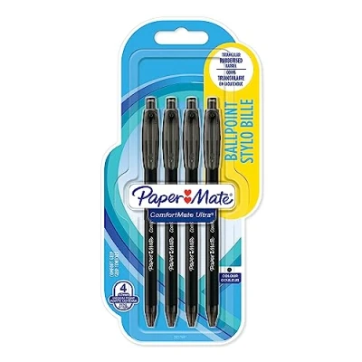 Abbildung von Paper Mate ComfortMate Ultra Druckkugelschreiber mittlere Schreibspitze (1,0 mm) schwarz 4 Stück