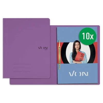 Abbildung von VON Leitz 10er Pack Schnellhefter A4, Karton, Mit Heftmechanik, Für 250 Blatt, Soft Cover, Schule, Studium &amp; Haushalt, Violett, 30130065