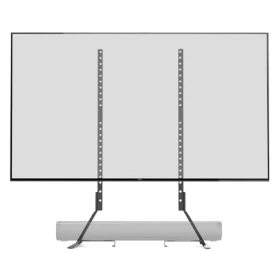 Abbildung von Amazon Basics Universeller TV Ständer, höhenverstellbar, für bis 77 inch große Fernseher, kompatibel mit Soundbars, Belastbar zu 36 kg, schwarz