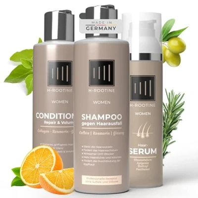Abbildung von H Rootine Hair Complete Set Haarshampoo Damen Repair Conditioner Haar Shampoo 3er Haarausfall Frauen Serum Haarwuchsmittel Beauty Geschenkset für