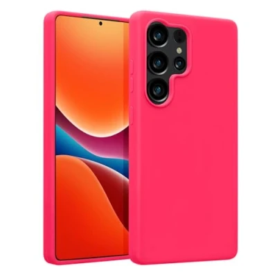 Abbildung von kwmobile Hülle kompatibel mit Samsung Galaxy S25 Ultra Silikon Handy Case Handyhülle weiche Oberfläche kabelloses Laden Neon Pink