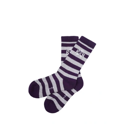 Abbildung von Band of Rascals Kinder Socken Striped Sport aus Bio Baumwolle, dark purple grey, Gr. 35/38