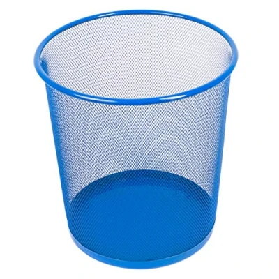 Abbildung von Leviatan Papierkorb Büro 12L Abfalleimer, aus Drahtgeflecht Mülleimer, Papiereimer Metall Büroeimer Mesh Runder, Marineblau