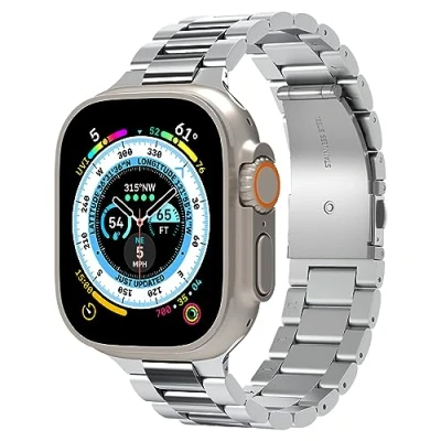 Abbildung von Spigen Modern Fit 316L Armband Entwickelt für Apple Watch Ultra 2/1 49mm, Serie 10 46mm und 9/8/7/6/5/4/SE 45mm,44mm Silber