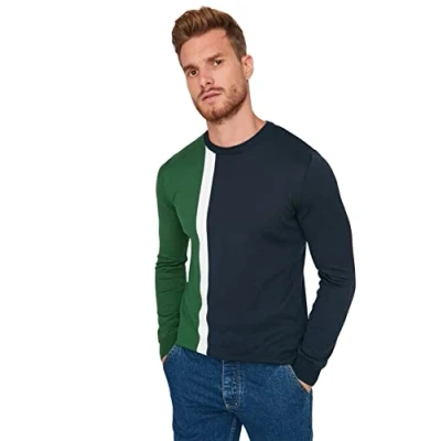 Abbildung von Trendyol Herren Regular Fit Basic Rundhals Strickwaren Pullover Sweatshirt, grün, Medium