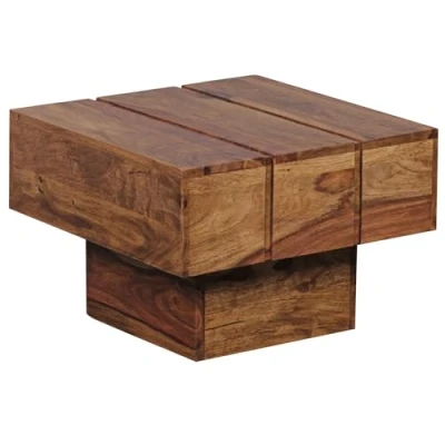 Abbildung von Beistelltisch Massivholz Sheesham Wohnzimmertisch 44 x 30 cm Couchtisch Massiv Landhaus Cube qu