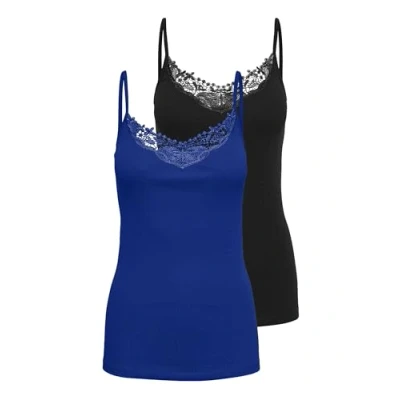Abbildung von ONLY Onlkira LIFE Singlet 2 PACK Top, Damen, Größe: XS, Black/surf the web