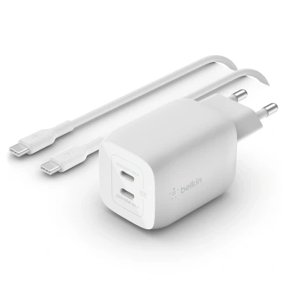 Abbildung von Belkin Power Delivery Ladegerät 65 W + USB C Kabel 2 m Weiß