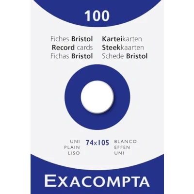 Abbildung von Exacompta 13300B 100er Pack Karteikarten Bristol 74 x 105 mm blanko Weiß