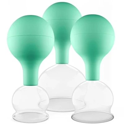Abbildung von pulox Schröpfgläser Set aus Echtglas 3 Stück. diverse Größen groß Grün St