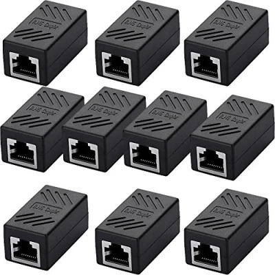 Abbildung von SIENOC Cat5 /Cat6 RJ45 Kupplung 8P8C Netzwerkkabel Verbinder geschirmt Buchse auf Schwarz (10 Stücks)