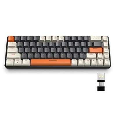 Abbildung von YINDIAO K68 60% Kabellose Mechanische Gaming Tastatur,Bluetooth 5.0/2,4 GHz,Kompakte 68 Tasten Mini Tastatur mit Dual Modus Empfänger,Hot Swap fähig,Stromsparend,Roter Schalter,für PC (Milk Shake)