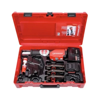 Abbildung von ROTHENBERGER ROMAX 4000 Set Pressmaschine Standard, EU, 4Ah Akku Kapazität, TH Pressbacken Kontur, 16mm 20mm 26mm Arbeitsbereich Durchmesser 1000001925 Presswerkzeug für Rohre, Rohrpressmaschine