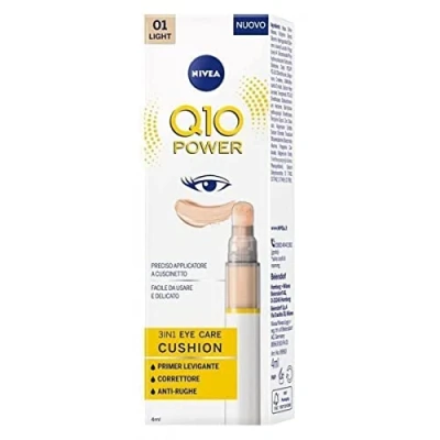 Abbildung von Nivea Q10 Power 3in1 Eye Care Cushion 01 Light 4 ml, Augencreme bunt und feuchtigkeitsspendend, Anti Aging Augengrundierung mit Coenzym Q10, Concealer Augenringe Glättung