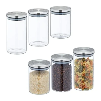 Abbildung von relaxdays Vorratsglas 6er Set Vorratsgläser mit Deckel, Glas