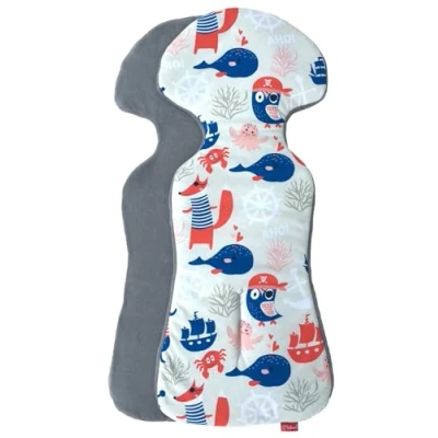 Abbildung von BYBOOM Basics Baby Sitzauflage, Sitzeinlage 77x32cm, Baumwoll und Frotteeseite, Universal für Babyschale, Autositz, Kinderwagen, Buggy, Fahrradanhänger, Beidseitig verwendbar, weich, hautfreundlich