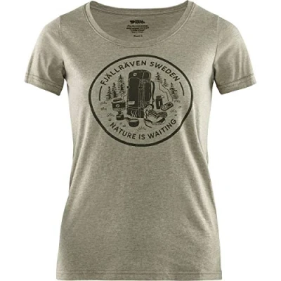Abbildung von FJALLRAVEN Damen Fikapaus T Shirt W Unterhemd, hell Oliv Melange, XXS