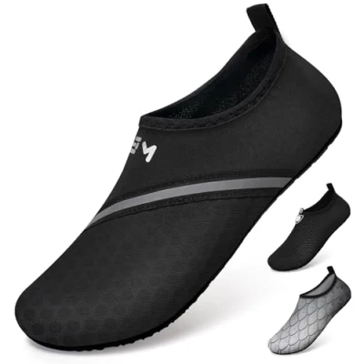 Abbildung von Badeschuhe Strandschuhe Wasserschuhe Aquaschuhe Schwimmschuhe Surfschuhe Wassersport Beach Pool Surfen Yoga für Damen Herren, Xb.black, 43/44 EU (Asian: 44/45)